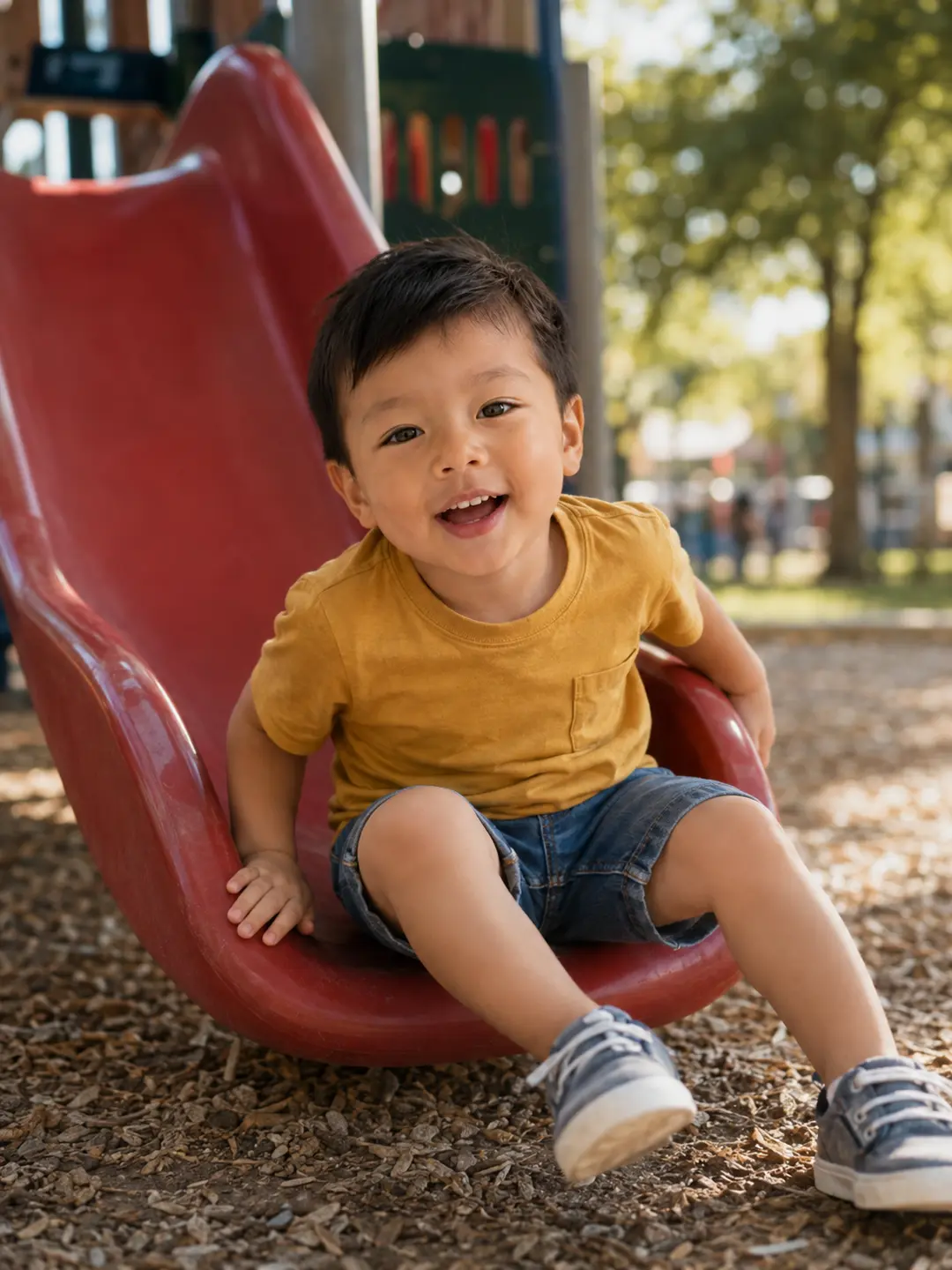 Child on a playground slide